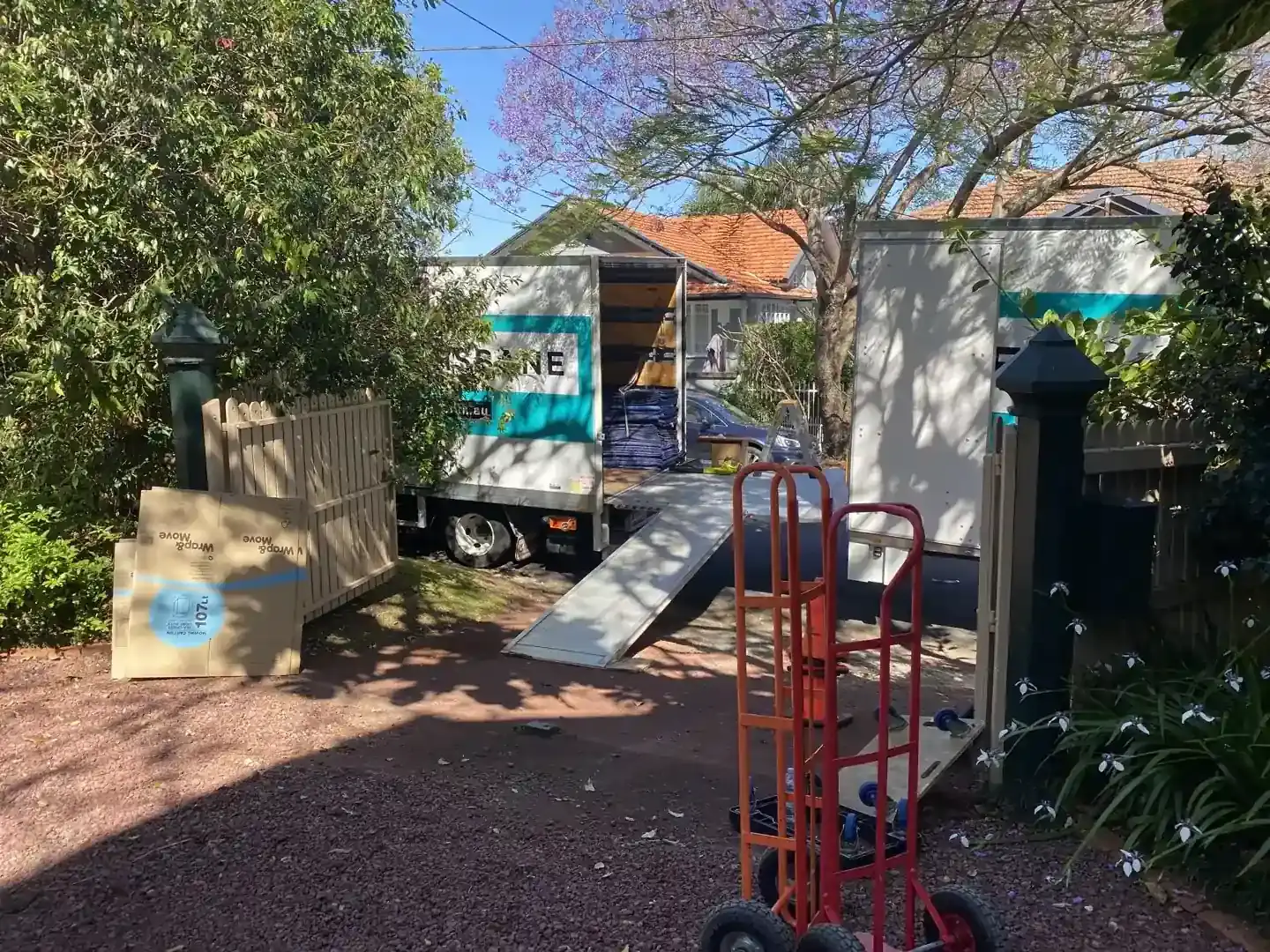Ben Moves Brisbane trucks, loading ramp and trolleys prepared for a house move
