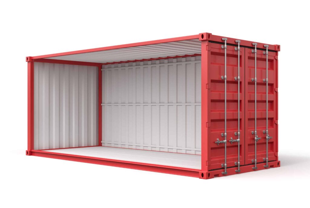 Red storage shipping container